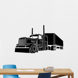 Semi Truck Wall Decal Vinyl Sticker Long Big Truck Wall Decor Sign Poster Stencil Home Wall Art Driver Gift Removable Mural 188xx