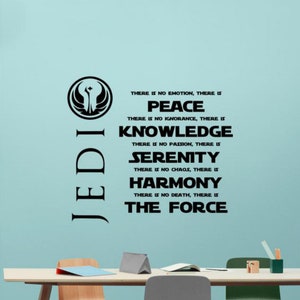 Jedi Code Wall Decal Vinyl Sticker There Is No Emotion There is Peace Quote Galaxy Wars Decal Geek Gift Rules Sign Poster Decor Wall Art 7sw