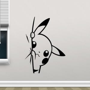 Pika Wall Decal Vinyl Sticker Peeking Decal Gift Stencil Sign Kids Room Decor Poster Nursery Wall Art Mural One Color No Background 3425