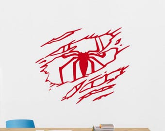 Adesivo da parete ragno Adesivo in vinile Supereroe Regalo Citazione Stencil Segno Decorazione per la cameretta dei bambini Poster Arte murale Un colore Senza sfondo 3487
