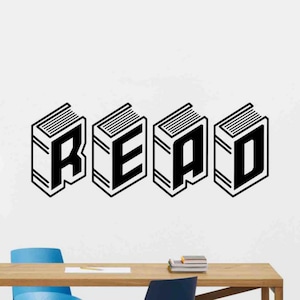 Read Wall Decal Reading Books Quote Motivational Decals Education Gift Library Vinyl Sticker Classroom Wall Art Poster Book Decor 99thn