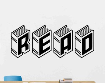 Read Wall Decal Reading Books Quote Motivational Decals Education Gift Library Vinyl Sticker Classroom Wall Art Poster Book Decor 99thn