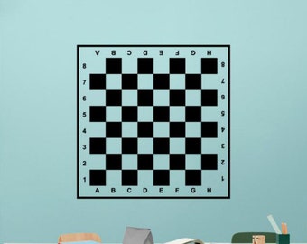 Chessboard Decal Vinyl Sticker Wall Window Door Table Game Chess Board Checkers Decor Sign Poster Art Chess Player Gift Stencil 129ex