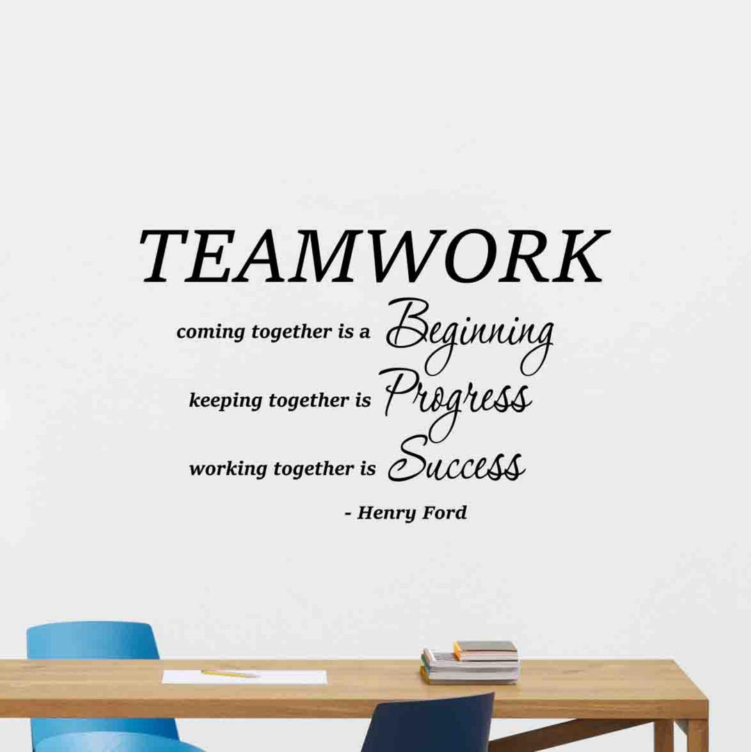 Teamwork Wall Decal Office Vinyl Sticker Henry Ford Quote Motivational ...