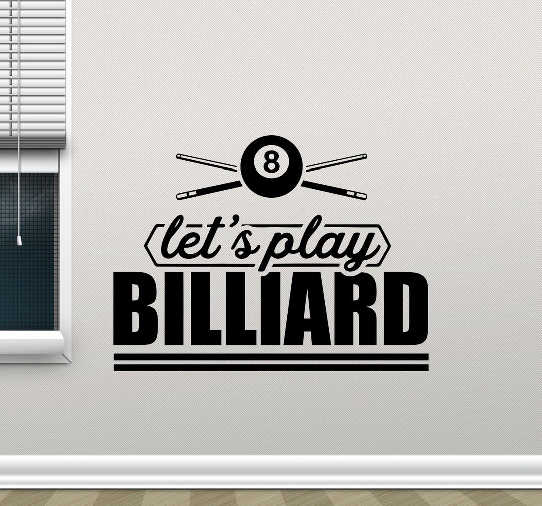 Let's Play Billiard Wall Decal Vinyl Sticker Pool Room Sign Billiard ...