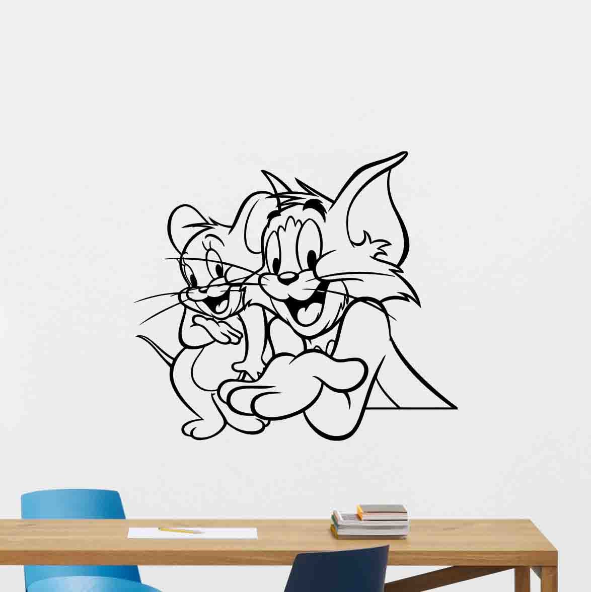 Tom And Jerry Wall Decal Nursery Vinyl Sticker House Wall Sign Etsy