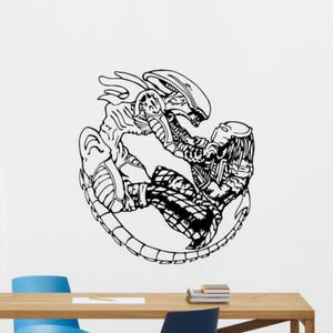 Alien vs Predator Wall Decal Vinyl Sticker Superhero Sign Gift Comics Decor Kids Room Poster Wall Art One Color No Background 3482
