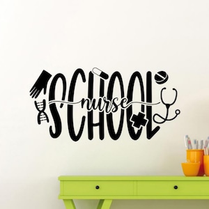 Schoolverpleegkundige muurtattoo vinyl sticker teken NP RN CNA stethoscoop cadeau verpleegdecor medische poster kunst aan de muur 4014