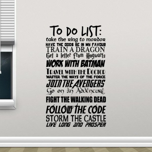 To Do List Wall Decal Vinyl Sticker Popular Quote Decor Sign Storybook Poster Fantasy Wall Art Geek Gift Rules Mural 57me