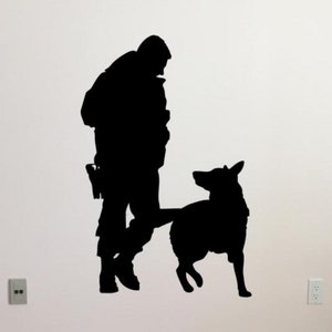 K9 Wall Decal Vinyl Sticker K-9 Policeman German Shepherd Dog Canine Poster K9 Unit Wall Art Police Officer Gifts Special Forces Decor 32bu