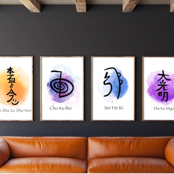 Reiki, Reiki Symbols, Cho Ku Rei, Sei He Ki, Dai Ko Myo, Hon Sha Ze Sho Nen, Reiki Wall Art, PDF and JPG Printables