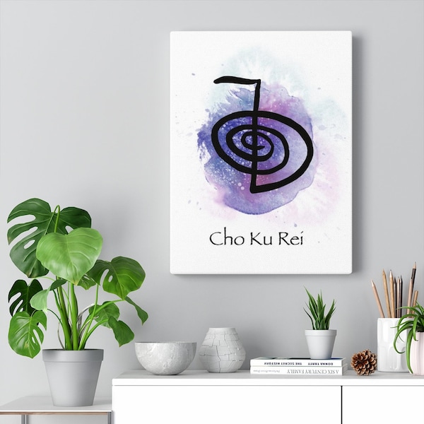 Cho Ku Rei Canvas Gallery Wrap, Reiki Symbol, Canvas Print of Watercolor and Ink Original Painting