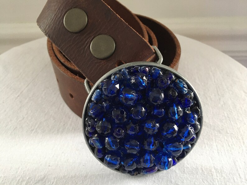 Belt Buckle for Women Black Round buckleSemi-precious gemstonesTurquoise belt buckle