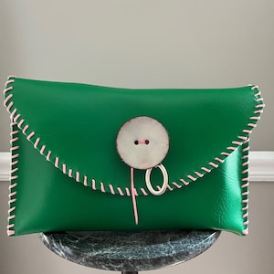 AKA Pink and Apple Green handbag//Pink and Green handbag // Clutch // Ivy Leaf// AKA Inspired// Alpha Kappa Alpha Inspired