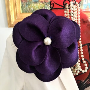 African Violet Corsage// DST African Violet Flower Pin//Purple Felt Flower Brooch//Red Felt Flower Corsage