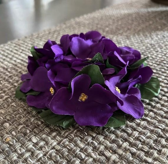 African Violet Corsage// DST African Violet Flower Pin//purple