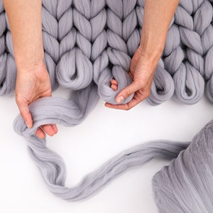 100% Merino wol roving voor arm breien, gigantische MERINO WOL, gigantisch breien, super dikke wol, vilten, zwervende natte vilten merino tops afbeelding 1