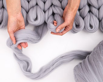 100% lana merino roving per maglia da braccio, LANA MERINO gigante, maglia gigante, lana super grossa, infeltrimento, top merino in feltro bagnato roving