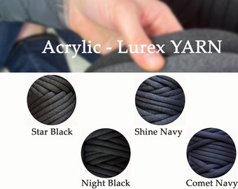 Machine washable chunky BLACK Lurex  yarn, Chunky arm knit YARN, Super chunky tube yarn, Big giant yarn, Vegan wool tube yarn