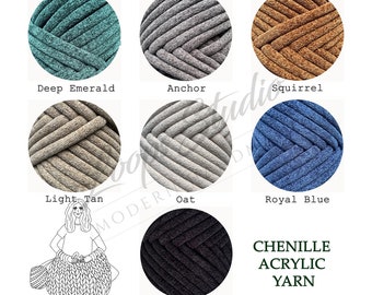 Acrylic Chenille Yarn, HIGH QUALITY! Chunky arm knit yarn, Super chunky yarn, Big giant yarn, Super chunky vegan yarn, Yarn giant