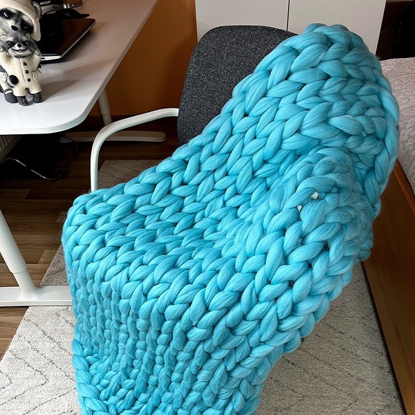 100% Merino Wool Blanket, Chunky Blankety, Christmas Gift, Soft Big merino wool blanket