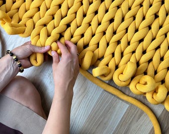 Super Chunky Cotton Yarn, Jumbo Arm Knitting, Tube Yarn