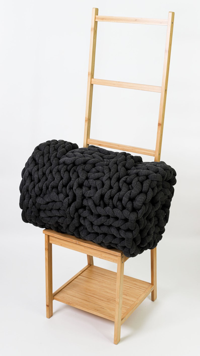 Chunky Knit Throw Blanket Chunky Tube Yarn Blanket Arm Knit Etsy