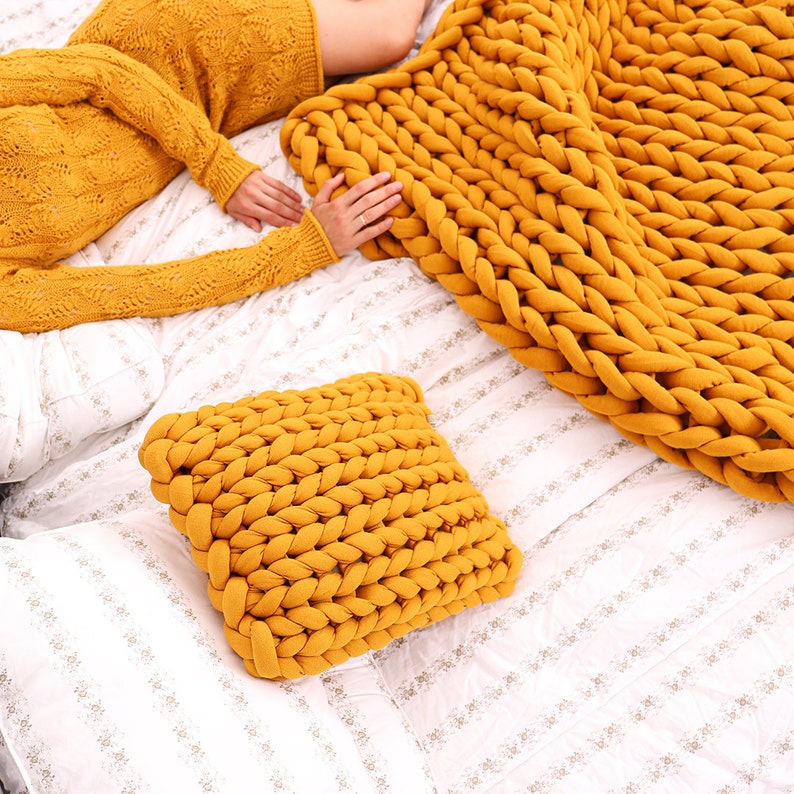 Hand Knit Chunky Vegan Blanket, Sky Blue Acrylic, Christmas Gift - Etsy