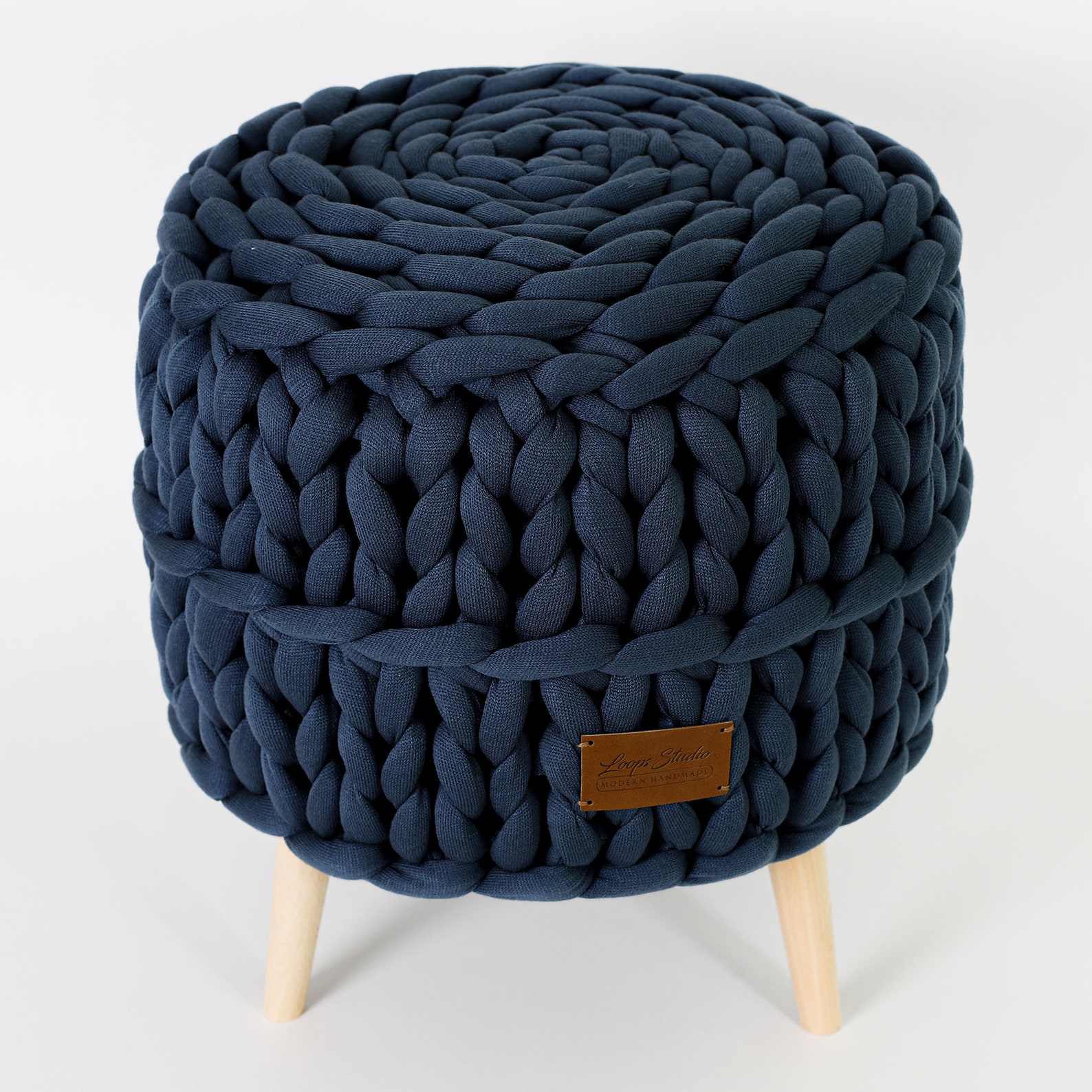 Knitted Pouf Chunky Knit Pouffe Round Knit Pouf Knit Etsy