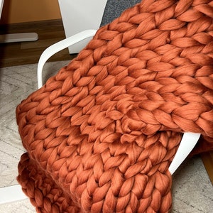 100% Merino Wool Blanket, Chunky Blankety, Christmas Gift, Soft Big merino wool blanket image 4