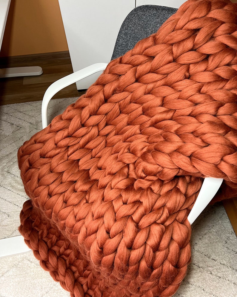 100% Merino Wool Blanket, Chunky Blankety, Christmas Gift, Soft Big merino wool blanket image 4