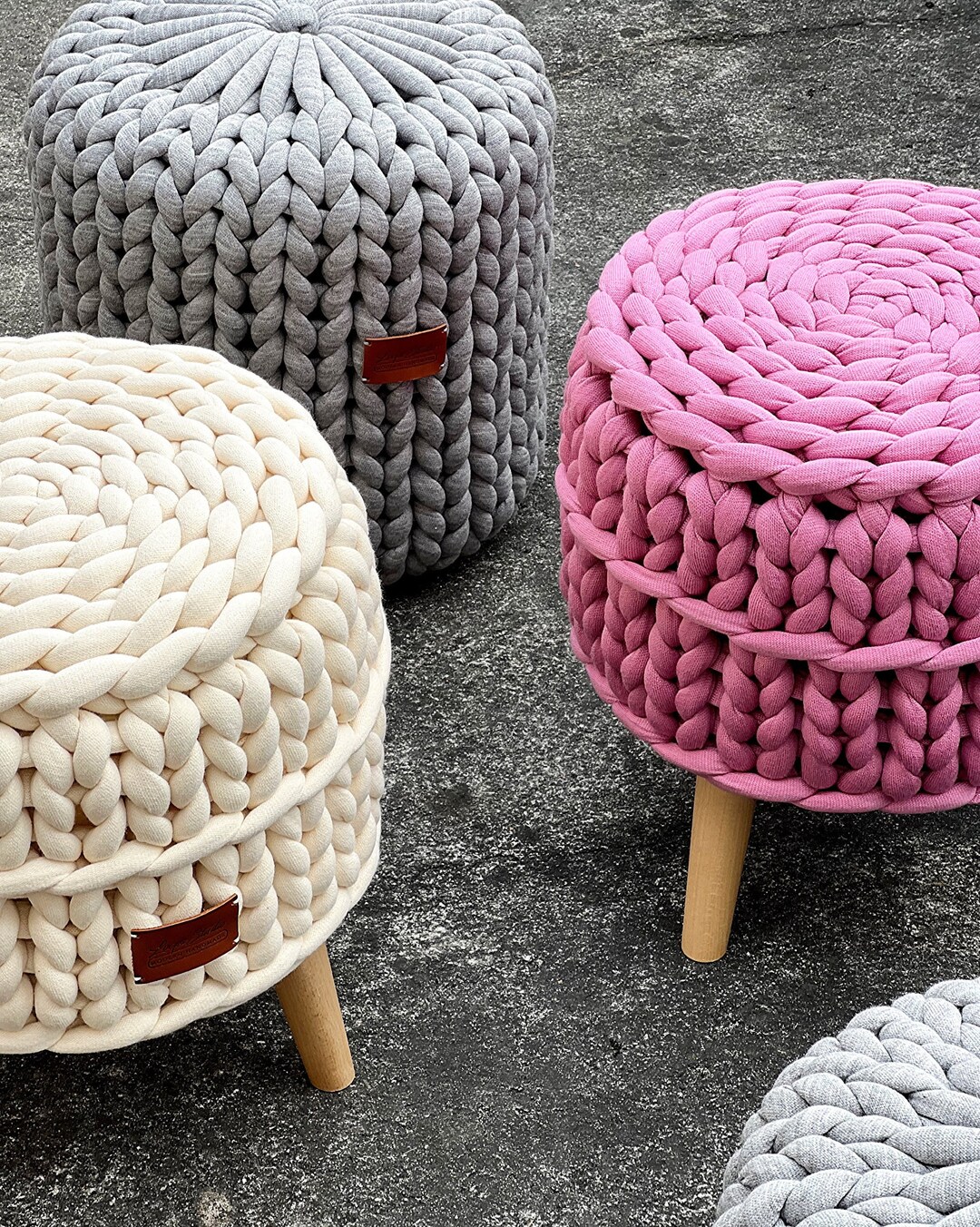 MUSTARD Knitted Pouf Ottoman Chunky Knit POUFFE Round Knit Pouf Knit Poof Crochet Footstool FOOTSTOOL Seating Cushion Christmas Gift Etsy UK