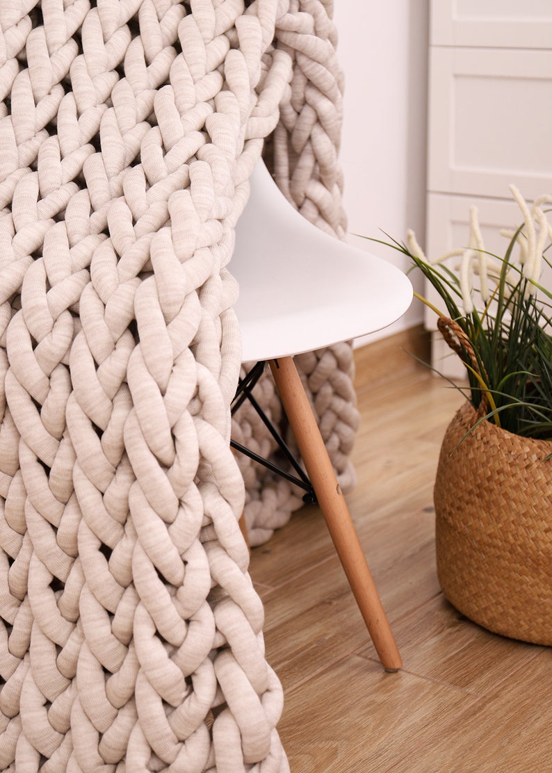 SALE Chunky Knit Throw Blanket Chunky Tube Yarn Blanket Arm Etsy