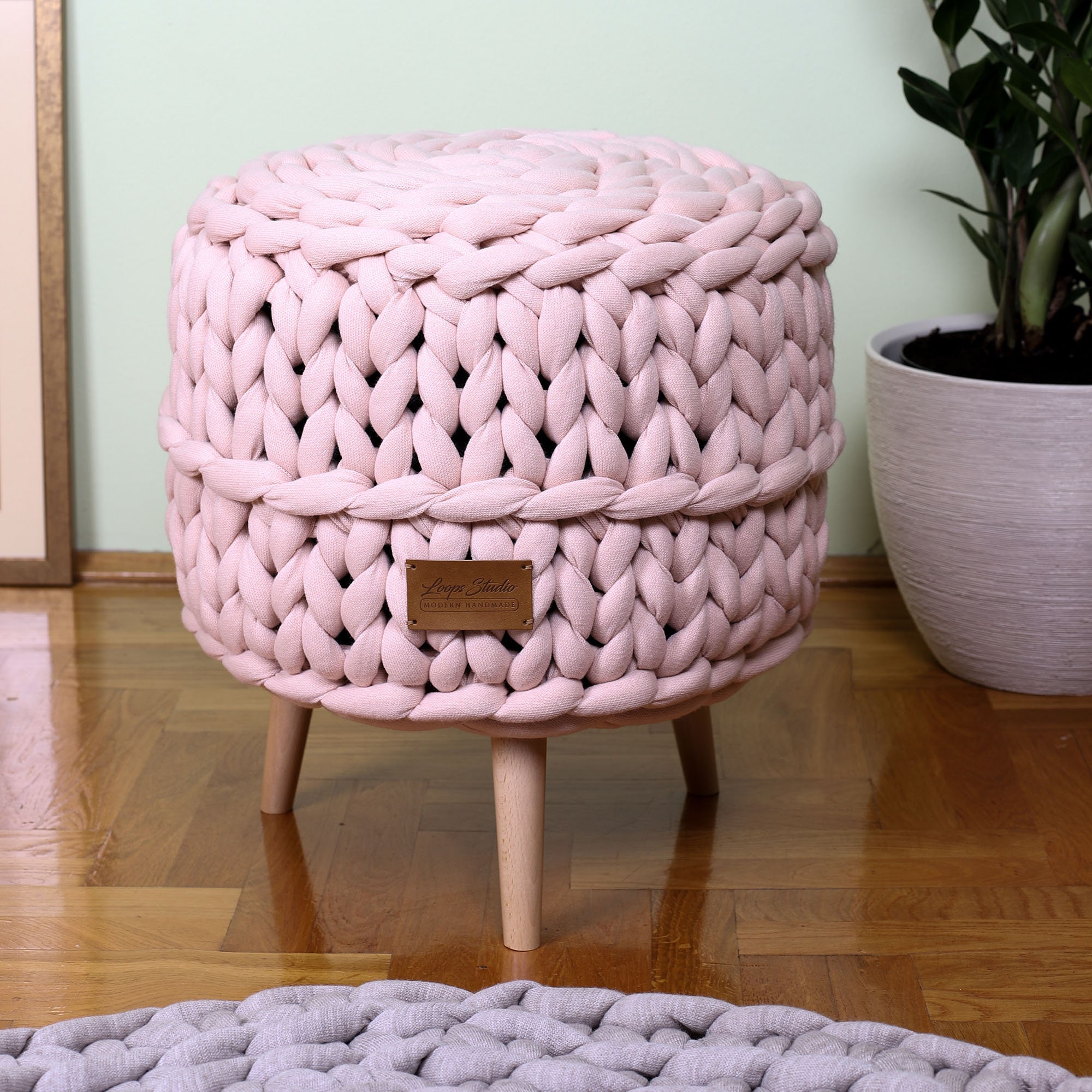 Knitted Pouf Chunky Knit Pouffe Round Knit Pouf Knit Poof Etsy
