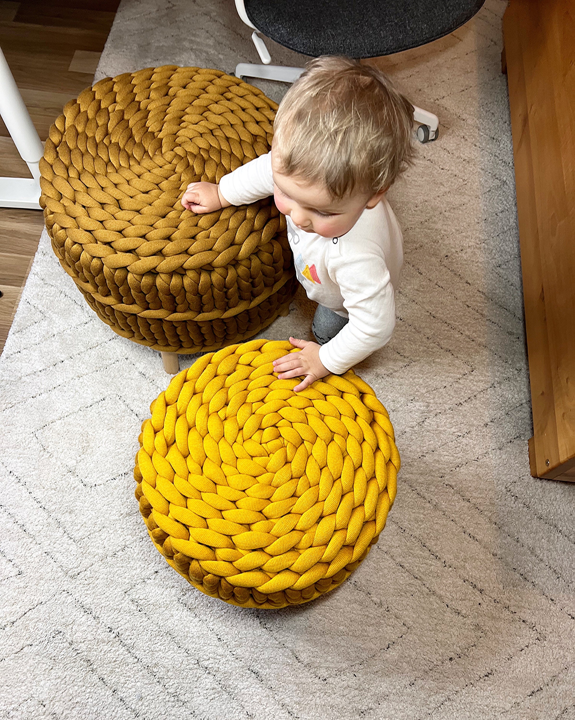 Mustard yellow pouf deals