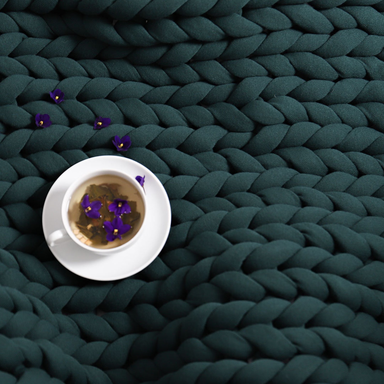 Chunky Blanket Chunky Blue Knit Blanket Knit Throw Blanket Etsy UK