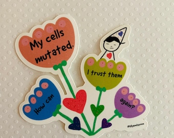 Cancer Survivor Sticker: Floral Art Gift