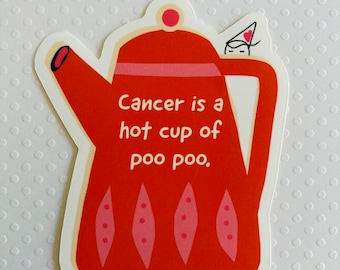 Cancer Sucks Vinyl Sticker - Teapot Design