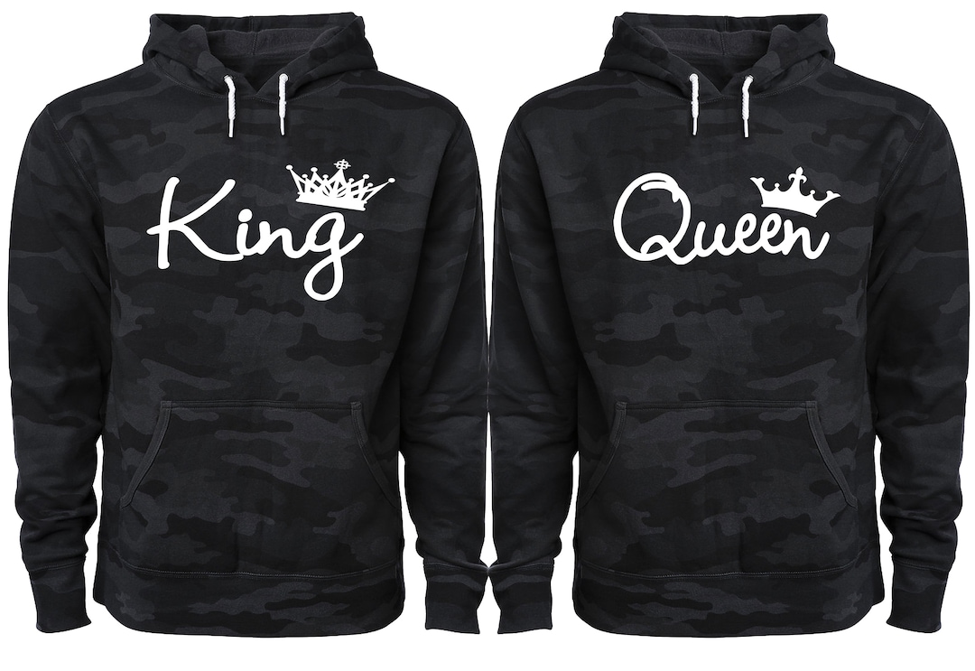 CAMO King Queen Hoodies His and Hers Hoodie King and Queen Couple Hoodie King Hoodie Queen Hoodie Her King and His Queen Hoodies Etsy