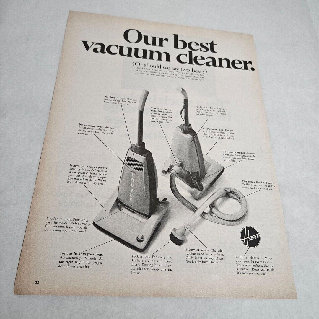 Hoover Upright Our Best Vacuum Cleaner Dial-a-matic Vintage Print Ad ...