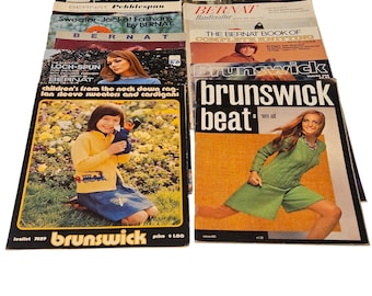 Vintage Knitting Lot of 11 leaflets Brunswick Bernat Spinnerin