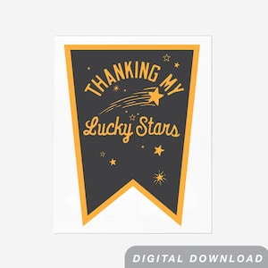 Good luck print, Good Luck Art, Lucky Print for Kids, Lucky Print,  Good Luck Gifts for Men, Lucky Gifts for Men, Pennant Print, Lucky Stars