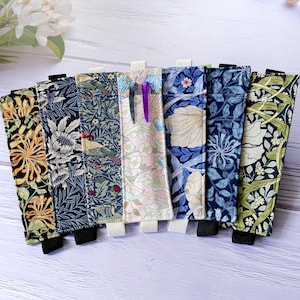 William Morris Fabric Pen Holder Bookmark, A5 Journal Accessory, Bookish decor