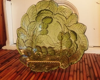 Green Indianna glass logan berry candy dish