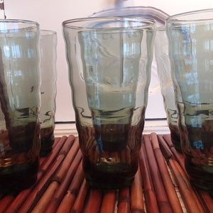 Set von 7 vintage grünen Anker-Hocking-Bechern