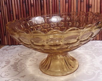 Vintage amber glass footed bowl