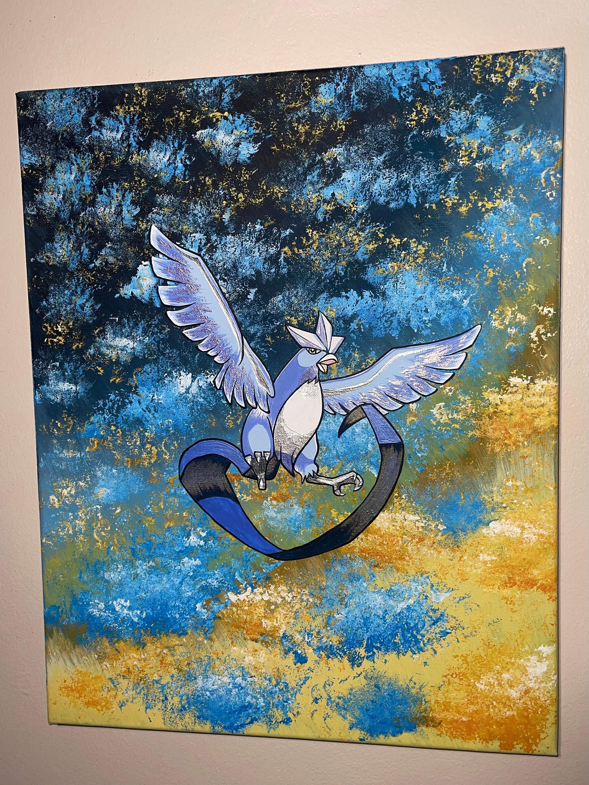 Galarian Articuno Square Art Print Watercolor Paper Texture 