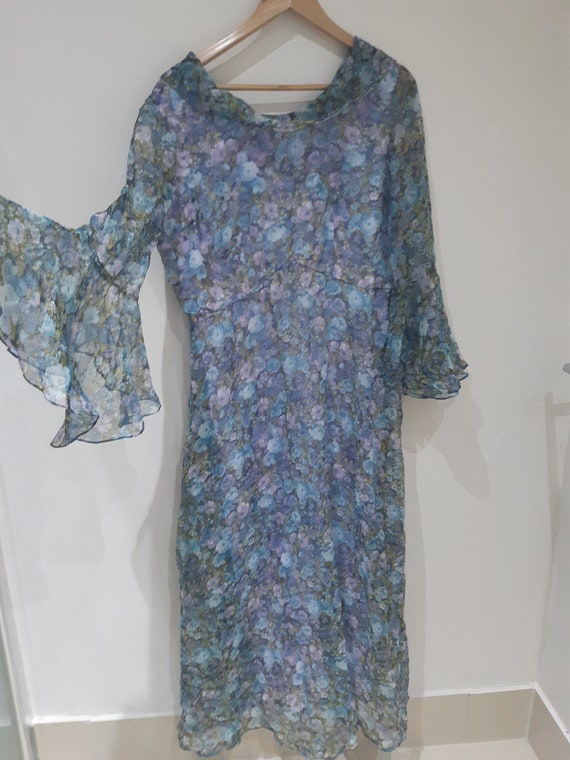 Vintage 70s Floral Chiffon Dress