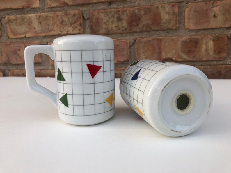 Set of Memphis *like* Design ceramic salt and pepper shakers.