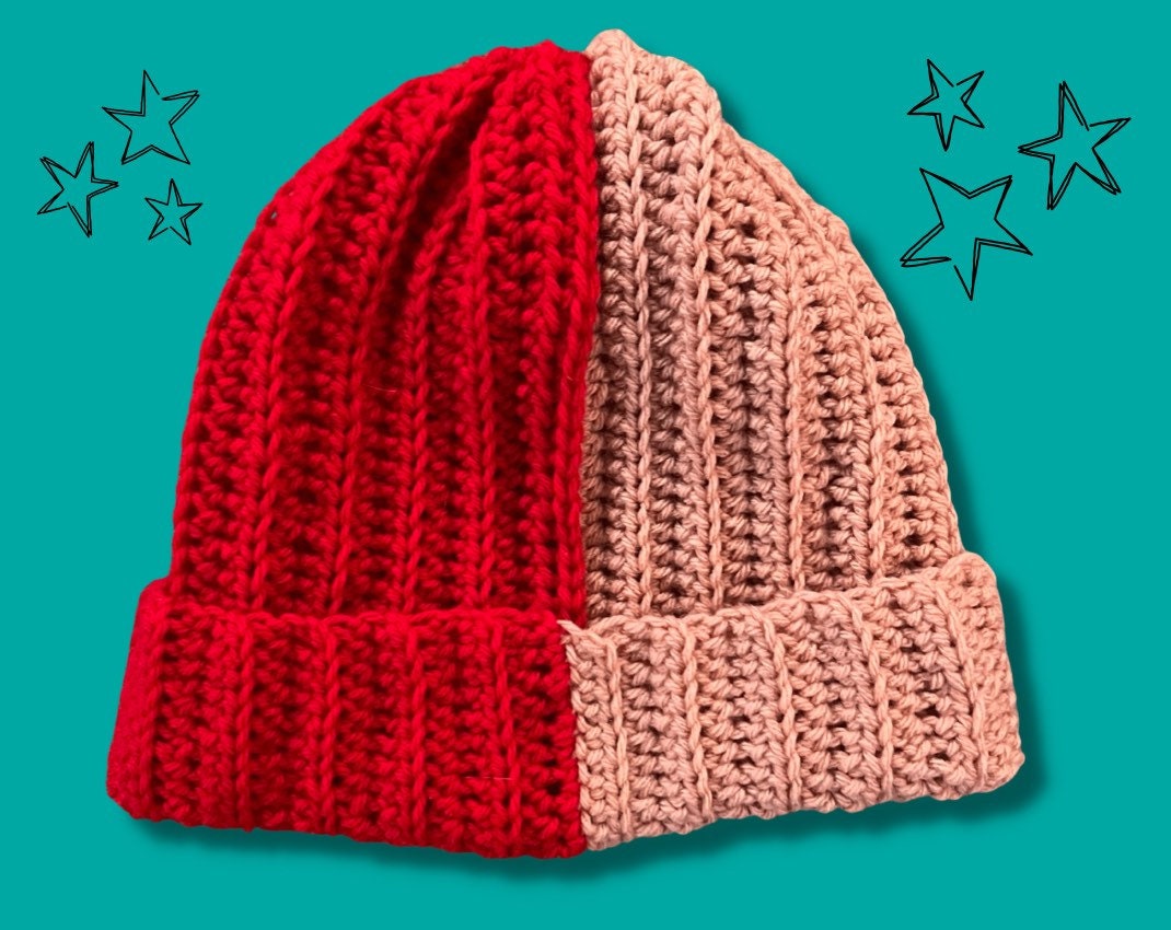 Split Color Crochet Beanie - Etsy display picture 2